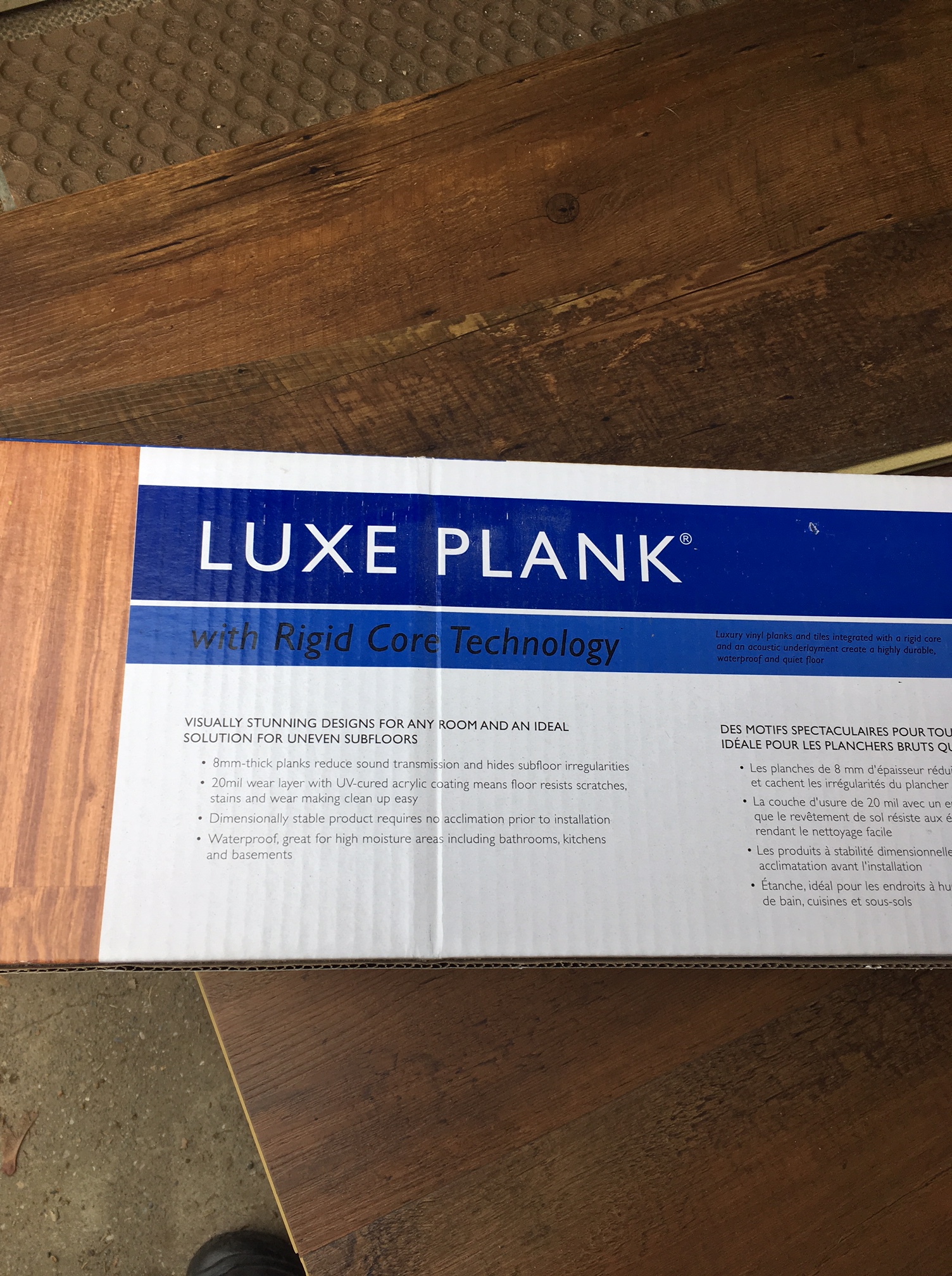 box of Armstrong flooring